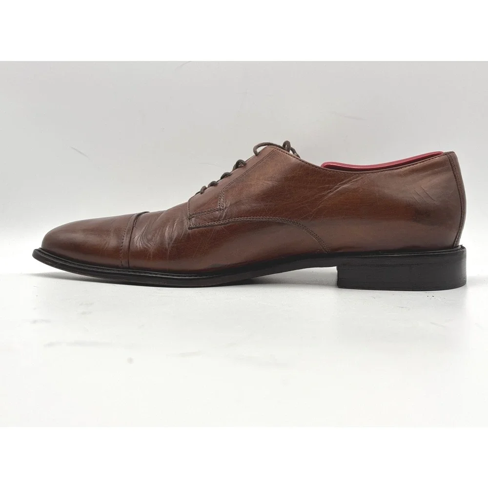 J. Murphy by Johnston & Murphy Men's 12 Brown Leather Cap Toe Derby Dress Shoes